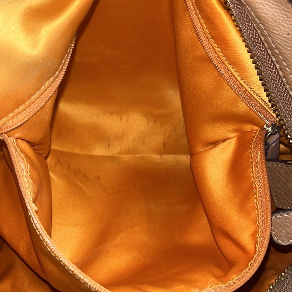 Coach Park Leather Carrie Tote - brass and sand colors with orange interior - Picture 9 of 9
